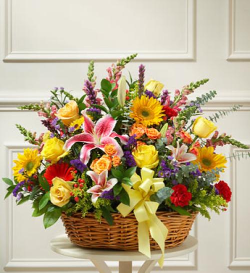 Bright Flower Sympathy Basket