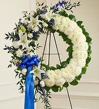 Blue and White Standing Wreath