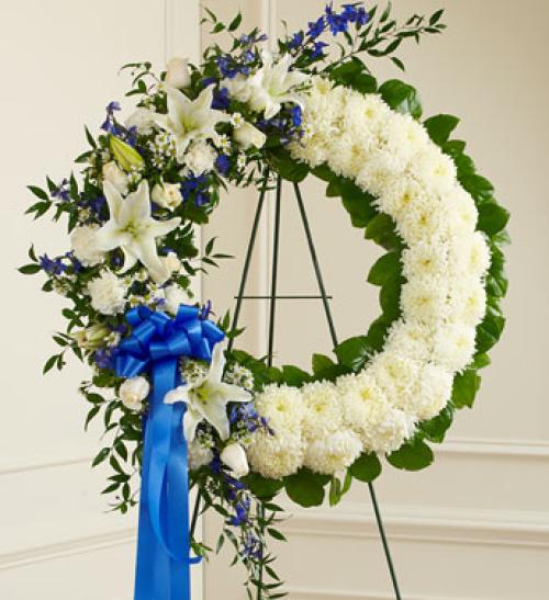 Blue and White Standing Wreath