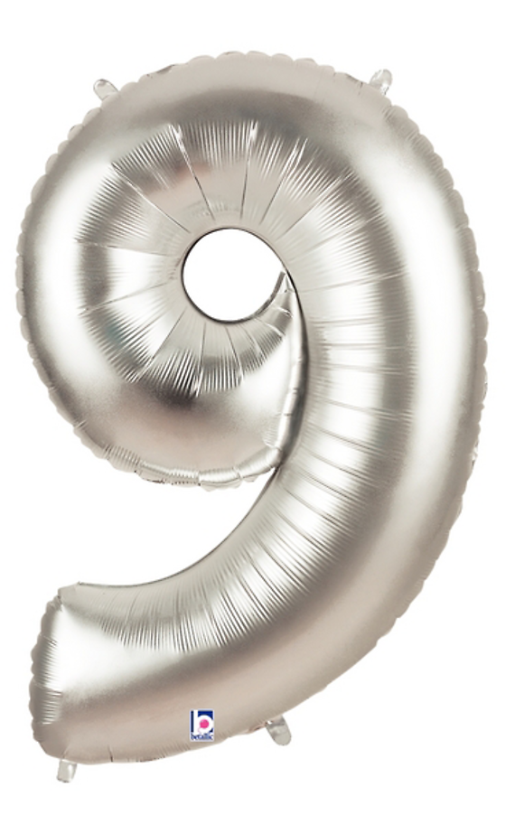 40 in. Silver #9  Foil Balloon